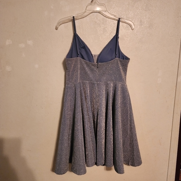 Ever Pretty Shiny Deep V Neck Short Dress Dusty Navy Size (10) - Picture 3 of 15